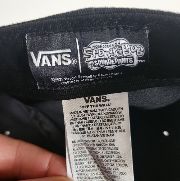 Vans x SpongeBob Court Side Dad Black White Checkered Hat Cap - Picture 14 of 15